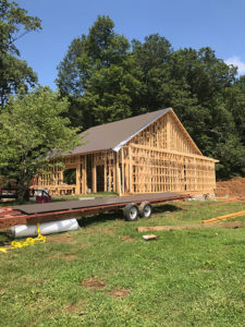 framing done - metal roofing on kentucky hunting lodge